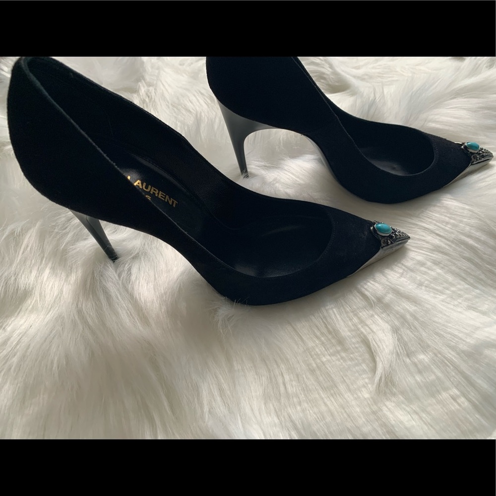 Brand new Saint Laurent black suede pumps sz 39 - Picture 3 of 5